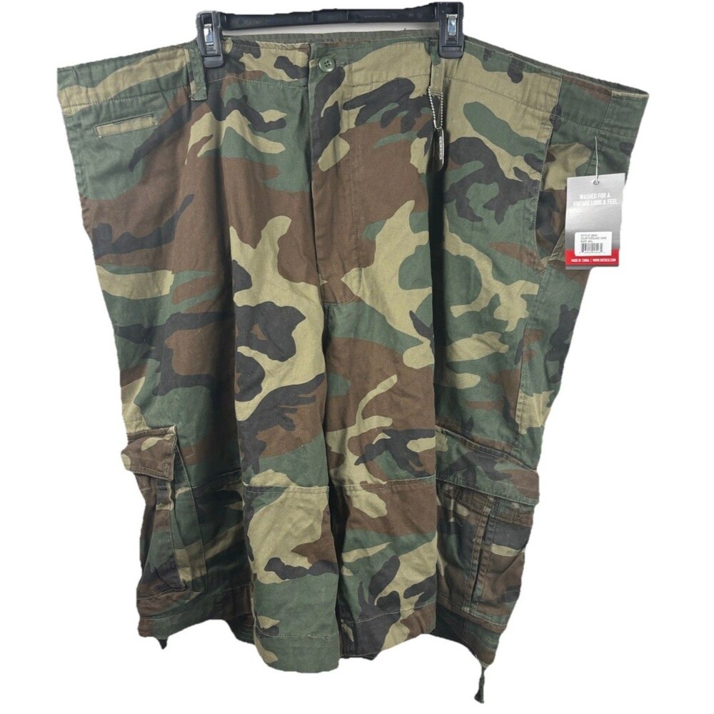 Rothco NWT Infantry Utility Shorts Woodland Camo Cargo Heavyweight Cotton 4XL